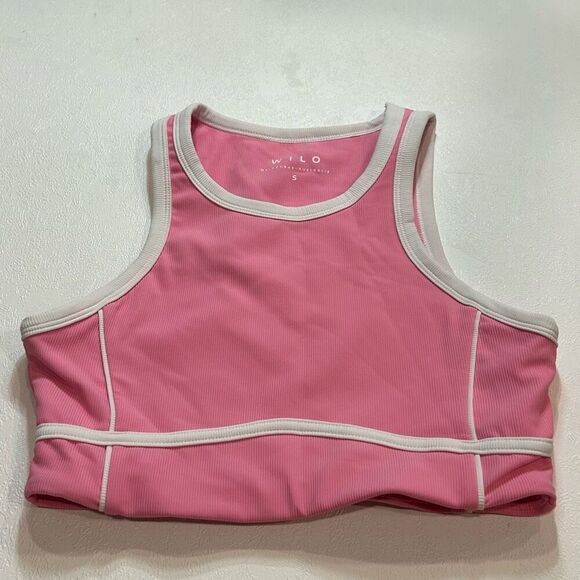 Wilo The Label Pink Ribbed Athletic Crop Top S - Sold at Anthropologie - Picture 1 of 7